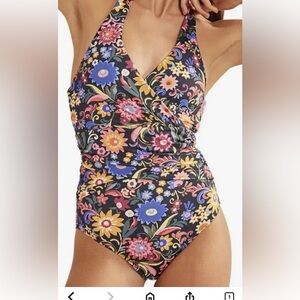 Boden Levanzo Floral Halter One Piece Swimsuit Size 8R